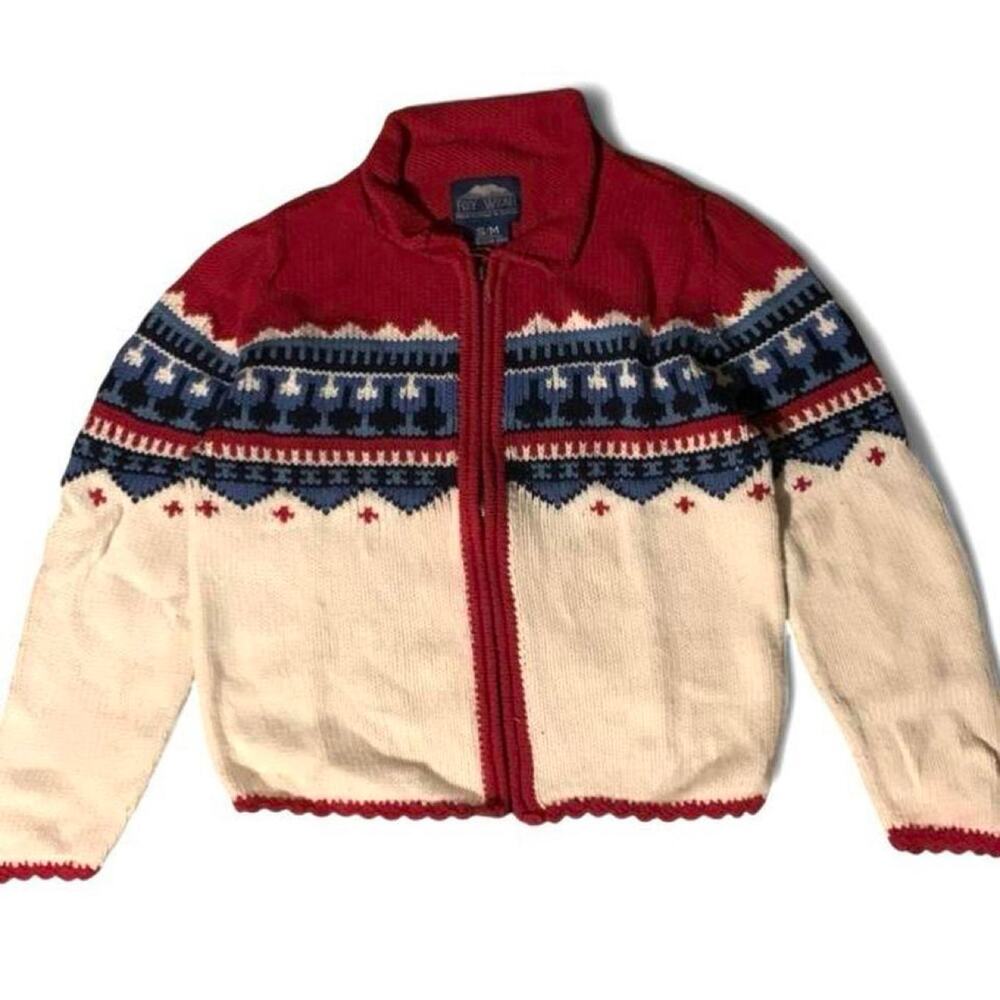 Rey Wear Vintage 80s Fair Isle Knit Zip Cardigan – Size Small